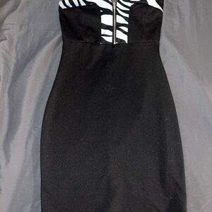 Black and White Strapless Dress